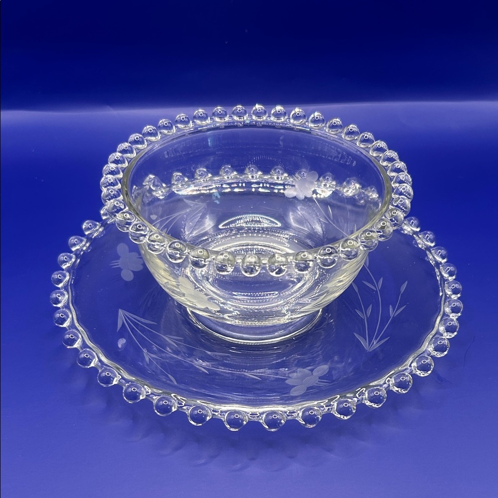 Elegant Clear Glass Bowl and Plate Set